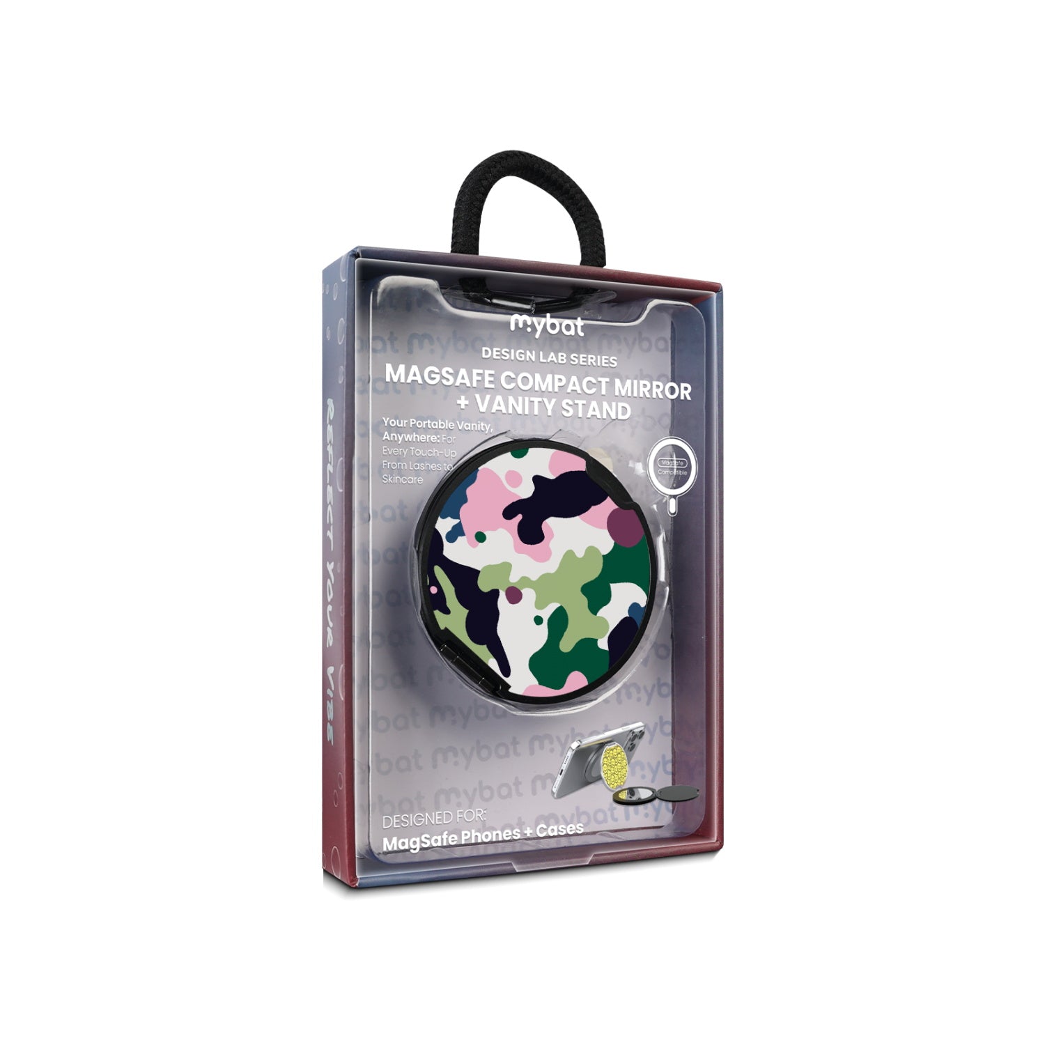 MyBat Design Lab MagSafe Selfie Mirror Kickstand - Black - Multicolor Camouflage