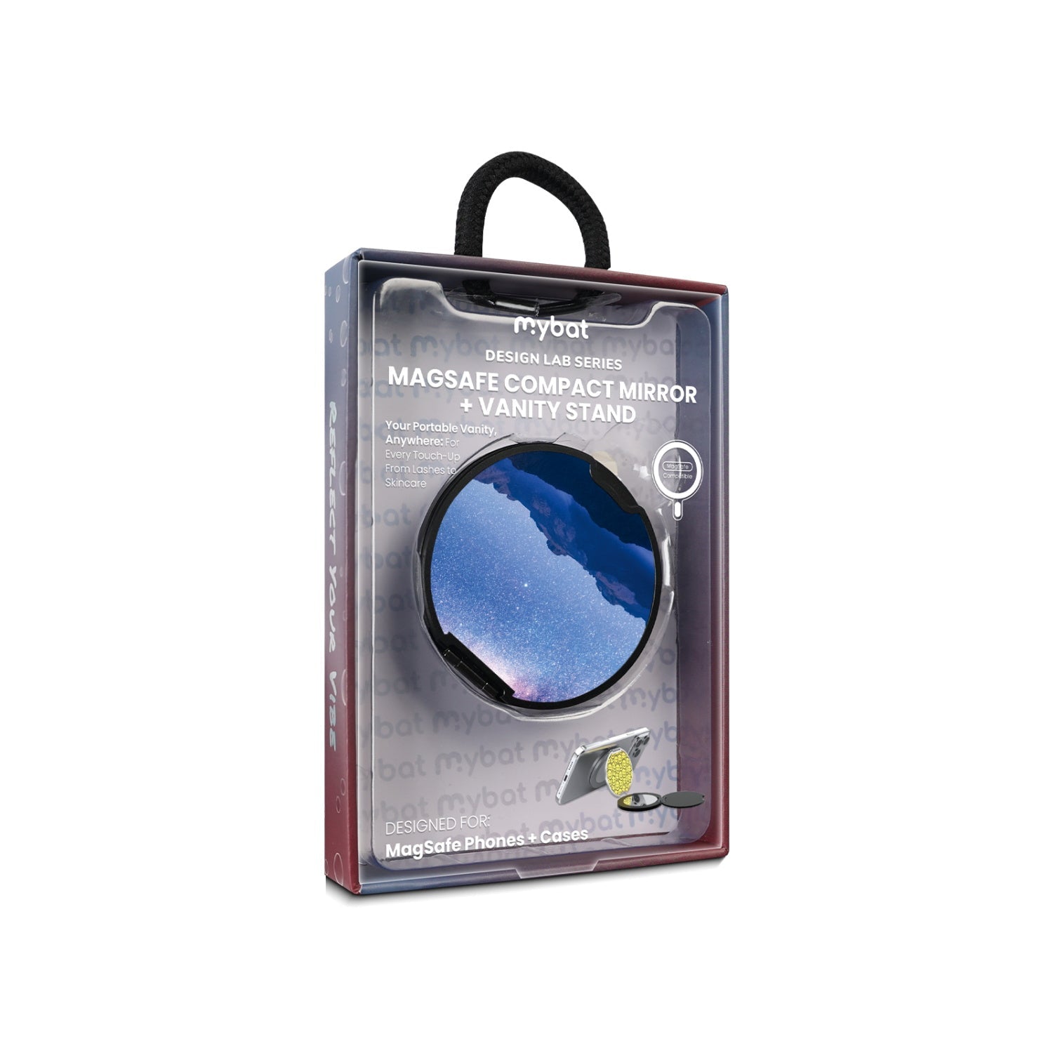 MyBat Design Lab MagSafe Selfie Mirror Kickstand - Black - Celestial Mountains