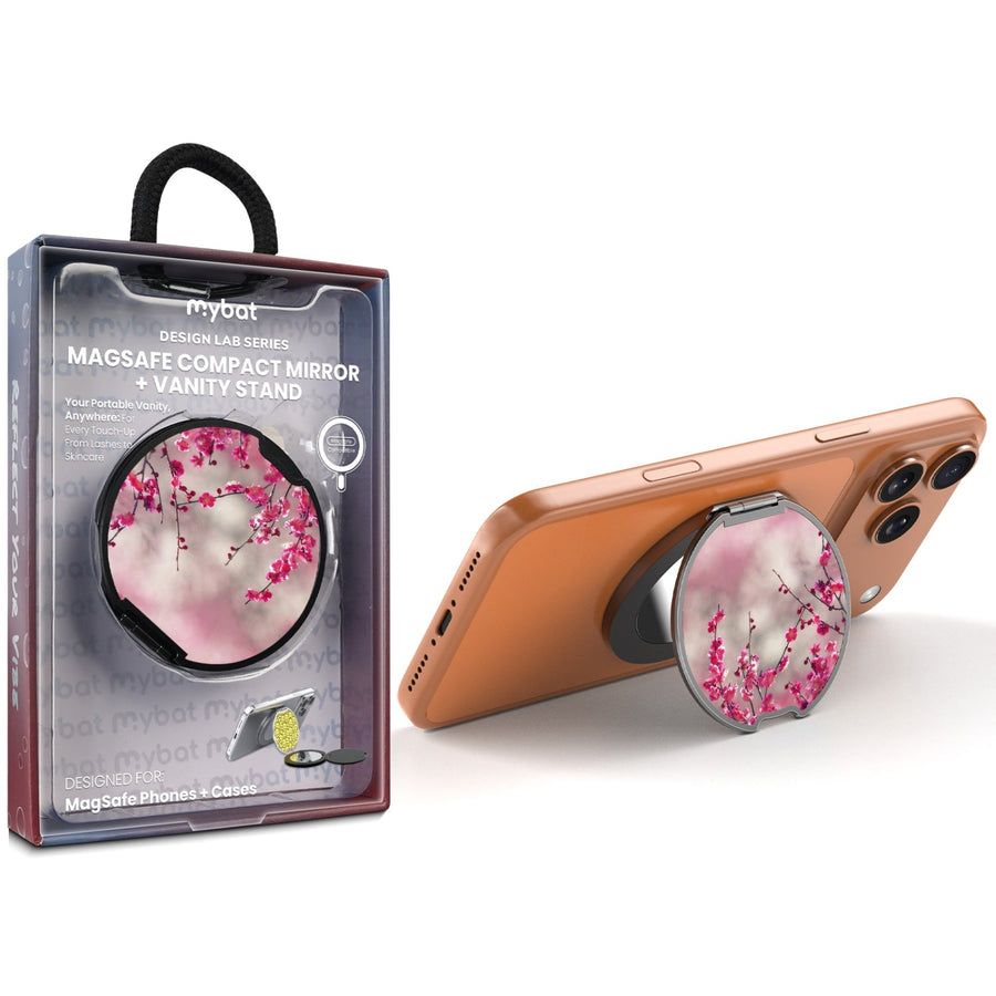 MyBat Design Lab MagSafe Selfie Mirror Kickstand - Black - Sakura Blooms
