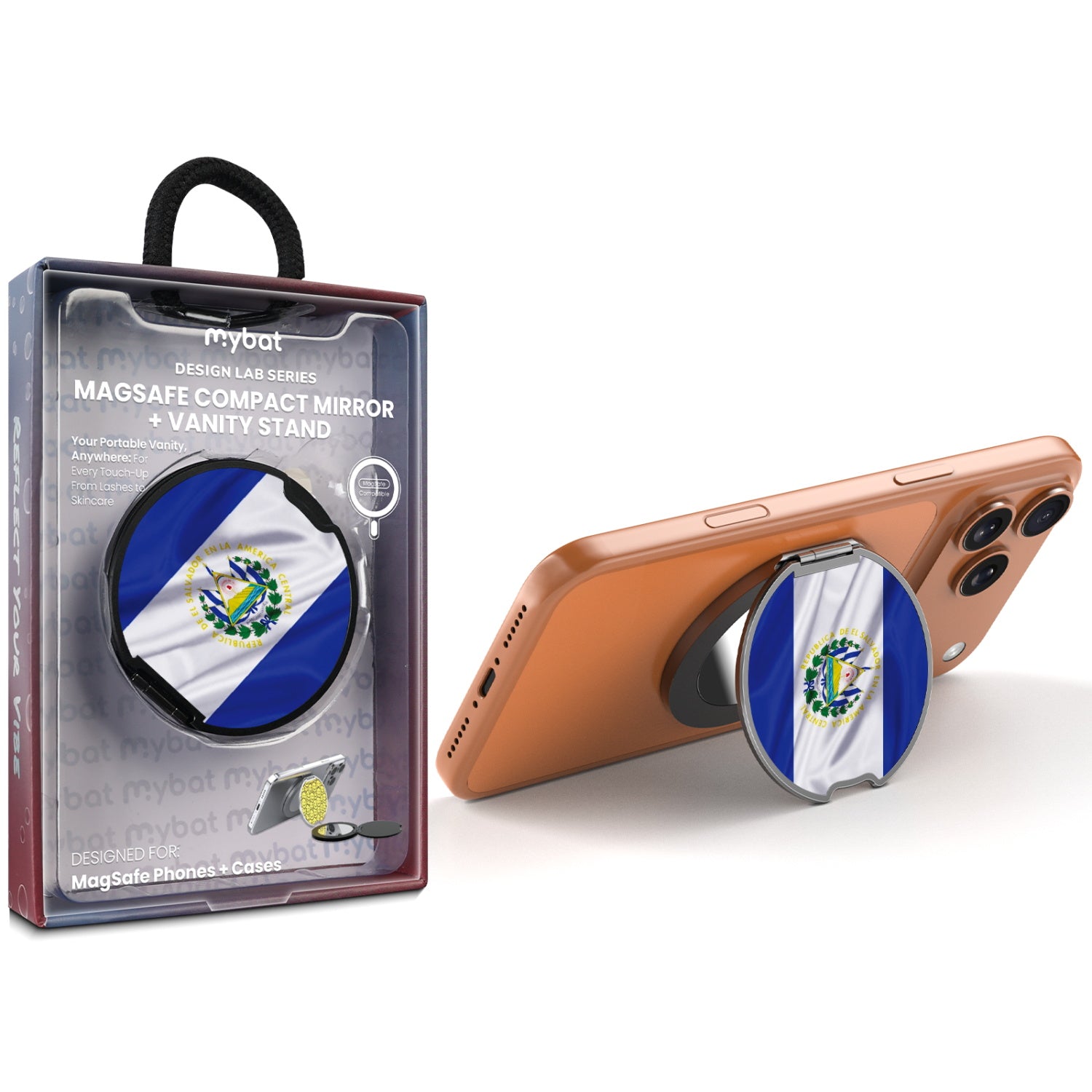 MyBat Design Lab MagSafe Selfie Mirror Kickstand - Black - El Salvador Flag - MOTHMNUSU331-260-1.jpg