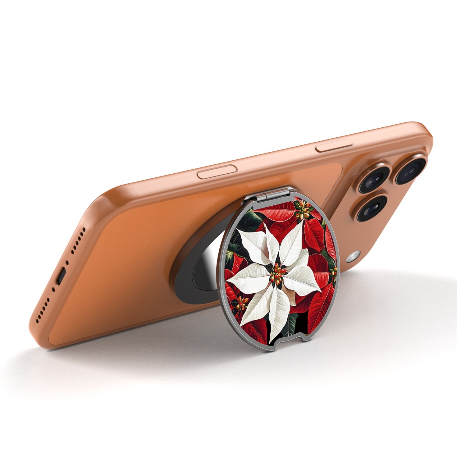 MyBat Design Lab MagSafe Selfie Mirror Kickstand - Black - Christmas Poinsettias - MOTHMNUSU331-301-2.jpg