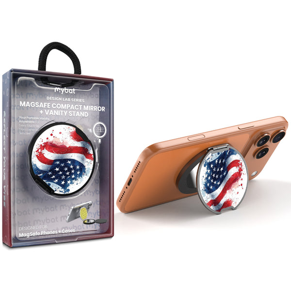 MyBat Design Lab MagSafe Selfie Mirror Kickstand - Black - Patriotic Flag Painiting - MOTHMNUSU331-346-1.jpg