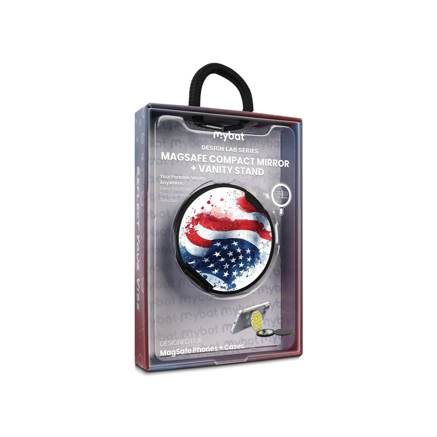 MyBat Design Lab MagSafe Selfie Mirror Kickstand - Black - Patriotic Flag Painiting