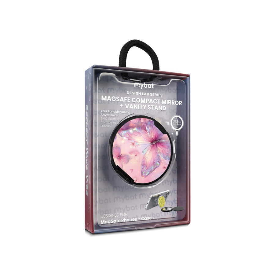 MyBat Design Lab MagSafe Selfie Mirror Kickstand - Black - Pink Butterflies - MOTHMNUSU331-361-11.jpg
