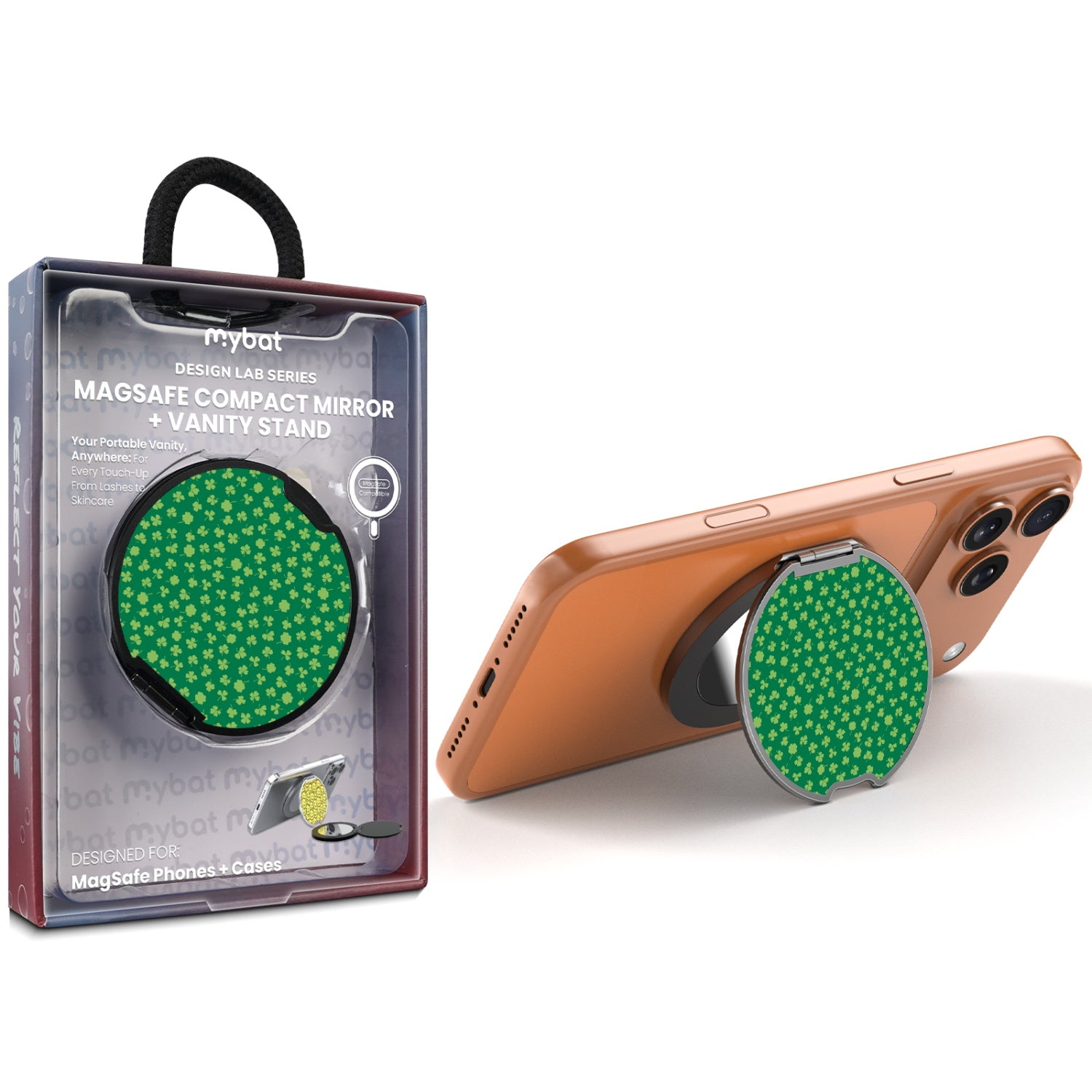 MyBat Design Lab MagSafe Selfie Mirror Kickstand - Black - Lucky Clover - MOTHMNUSU331-466-1.jpg