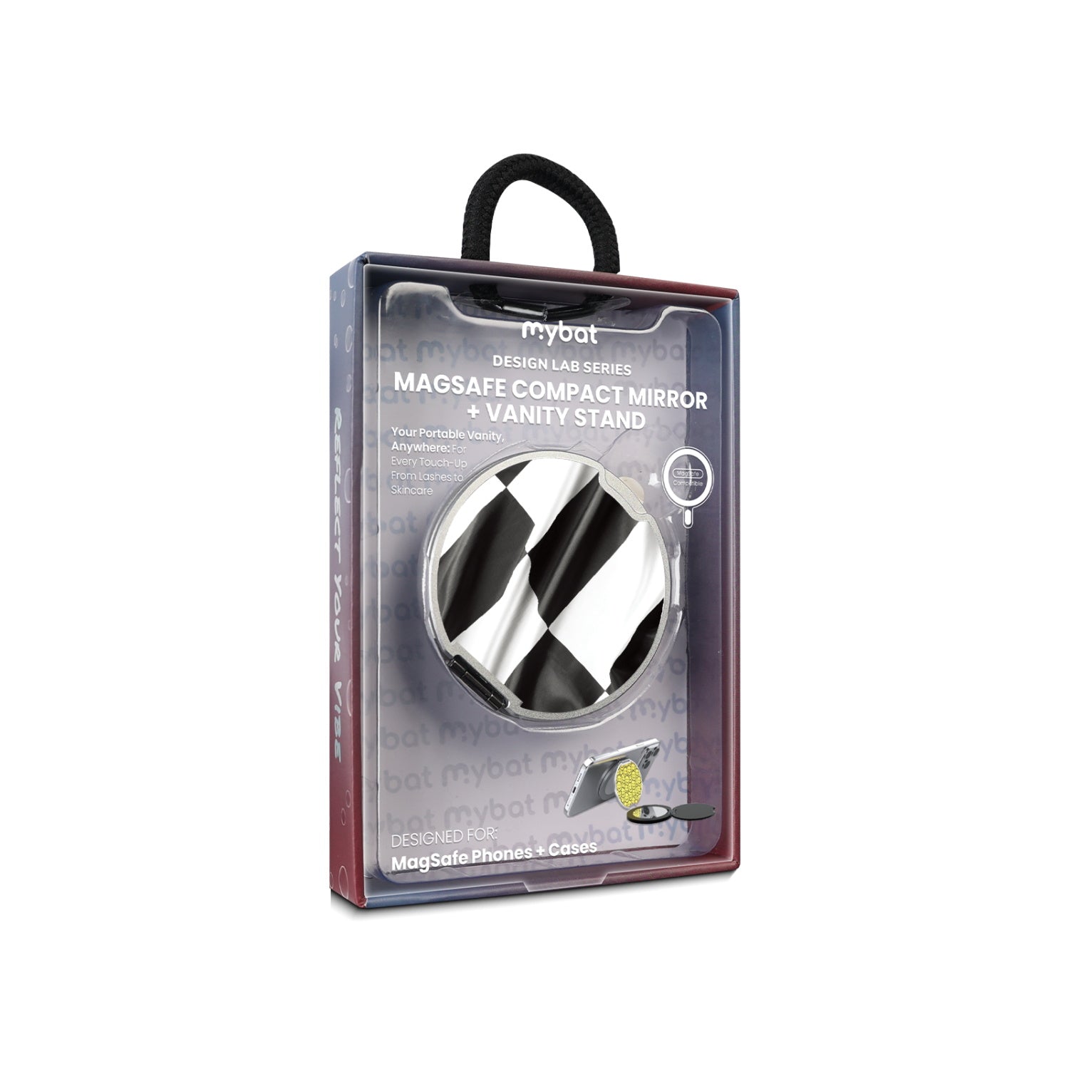 MyBat Design Lab MagSafe Selfie Mirror Kickstand - Silver - Racing Flag
