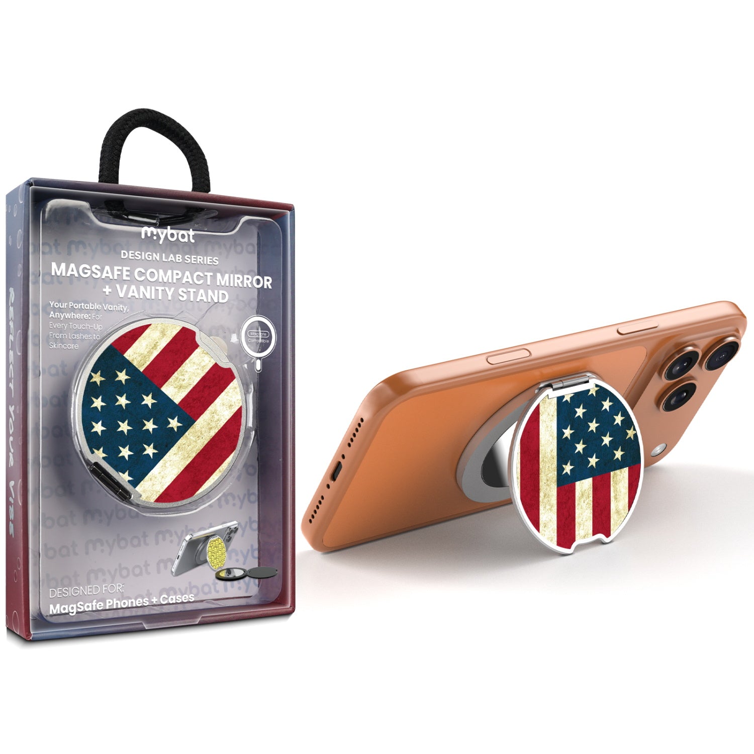 MyBat Design Lab MagSafe Selfie Mirror Kickstand - Silver - American Flag - MOTHMNUSU332-043-1.jpg