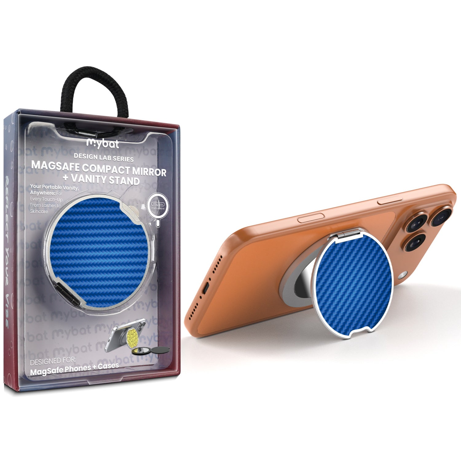 MyBat Design Lab MagSafe Selfie Mirror Kickstand - Silver - Blue Carbon Fiber - MOTHMNUSU332-084-1.jpg