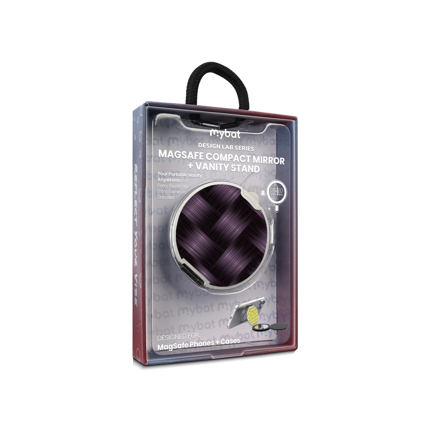 MyBat Design Lab MagSafe Selfie Mirror Kickstand - Silver - Woven Carbon Fiber
