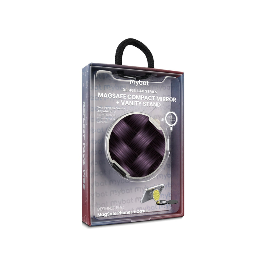 MyBat Design Lab MagSafe Selfie Mirror Kickstand - Silver - Woven Carbon Fiber