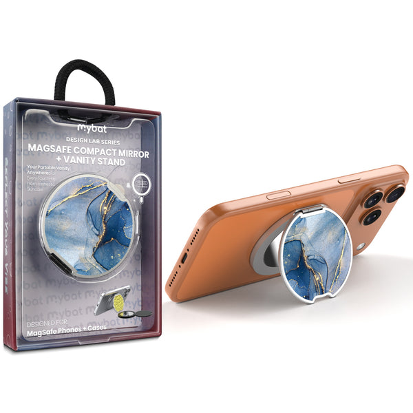 MyBat Design Lab MagSafe Selfie Mirror Kickstand - Silver - Blue Marble - MOTHMNUSU332-106-1.jpg