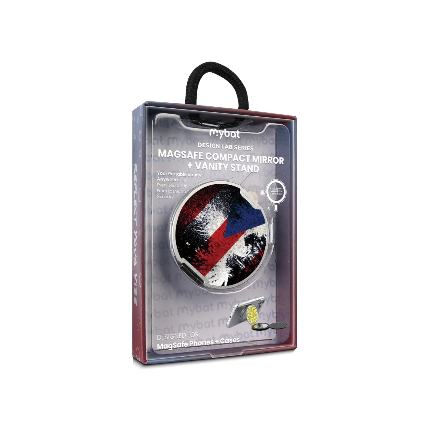 MyBat Design Lab MagSafe Selfie Mirror Kickstand - Silver - Puerto Rico Eagle Flag