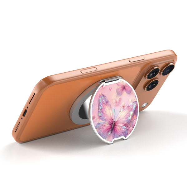 MyBat Design Lab MagSafe Selfie Mirror Kickstand - Silver - Pink Butterflies - MOTHMNUSU332-361-2.jpg