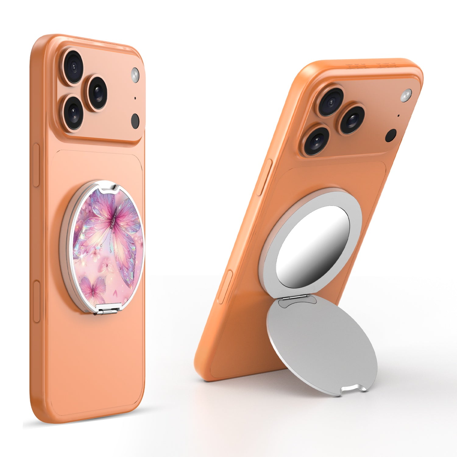 MyBat Design Lab MagSafe Selfie Mirror Kickstand - Silver - Pink Butterflies - MOTHMNUSU332-361-3.jpg