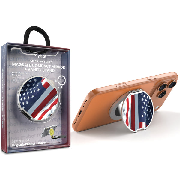 MyBat Design Lab MagSafe Selfie Mirror Kickstand - Silver - Waving USA FLag - MOTHMNUSU332-367-1.jpg