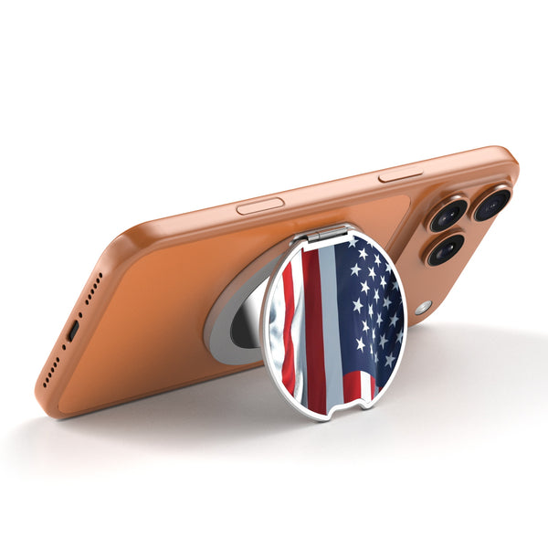 MyBat Design Lab MagSafe Selfie Mirror Kickstand - Silver - Waving USA FLag - MOTHMNUSU332-367-2.jpg