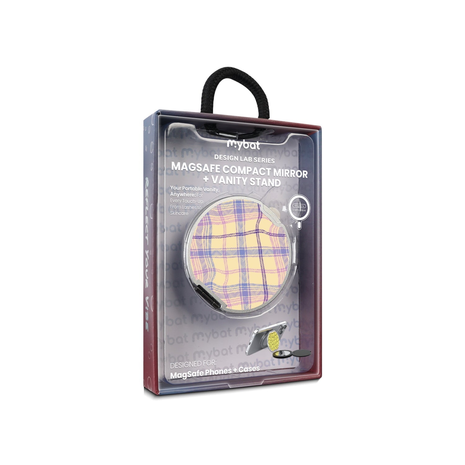 MyBat Design Lab MagSafe Selfie Mirror Kickstand - Silver - Wavy Plaid