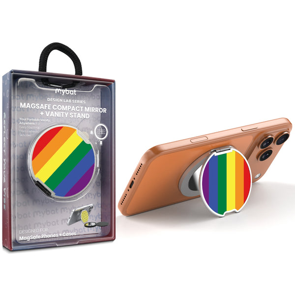 MyBat Design Lab MagSafe Selfie Mirror Kickstand - Silver - Rainbow Stripes - MOTHMNUSU332-459-1.jpg