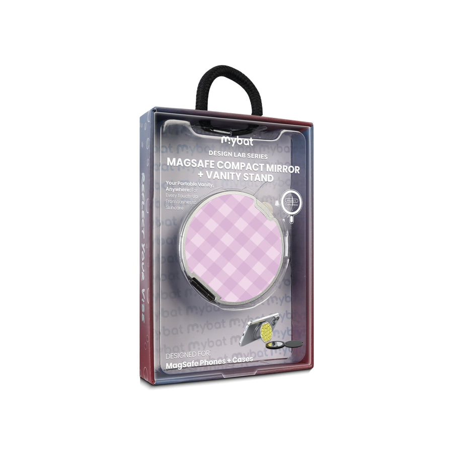 MyBat Design Lab MagSafe Selfie Mirror Kickstand - Silver - Purple Plaid
