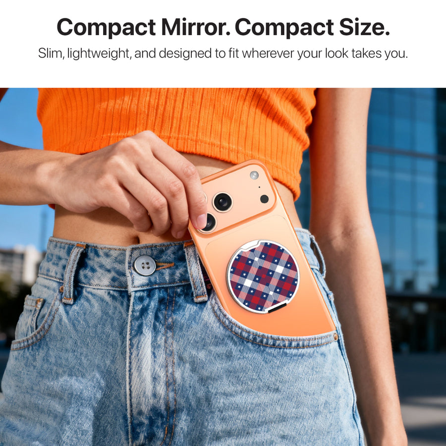 MyBat Design Lab MagSafe Selfie Mirror Kickstand - Silver - Americana Plaid - MOTHMNUSU332-523-10.JPG