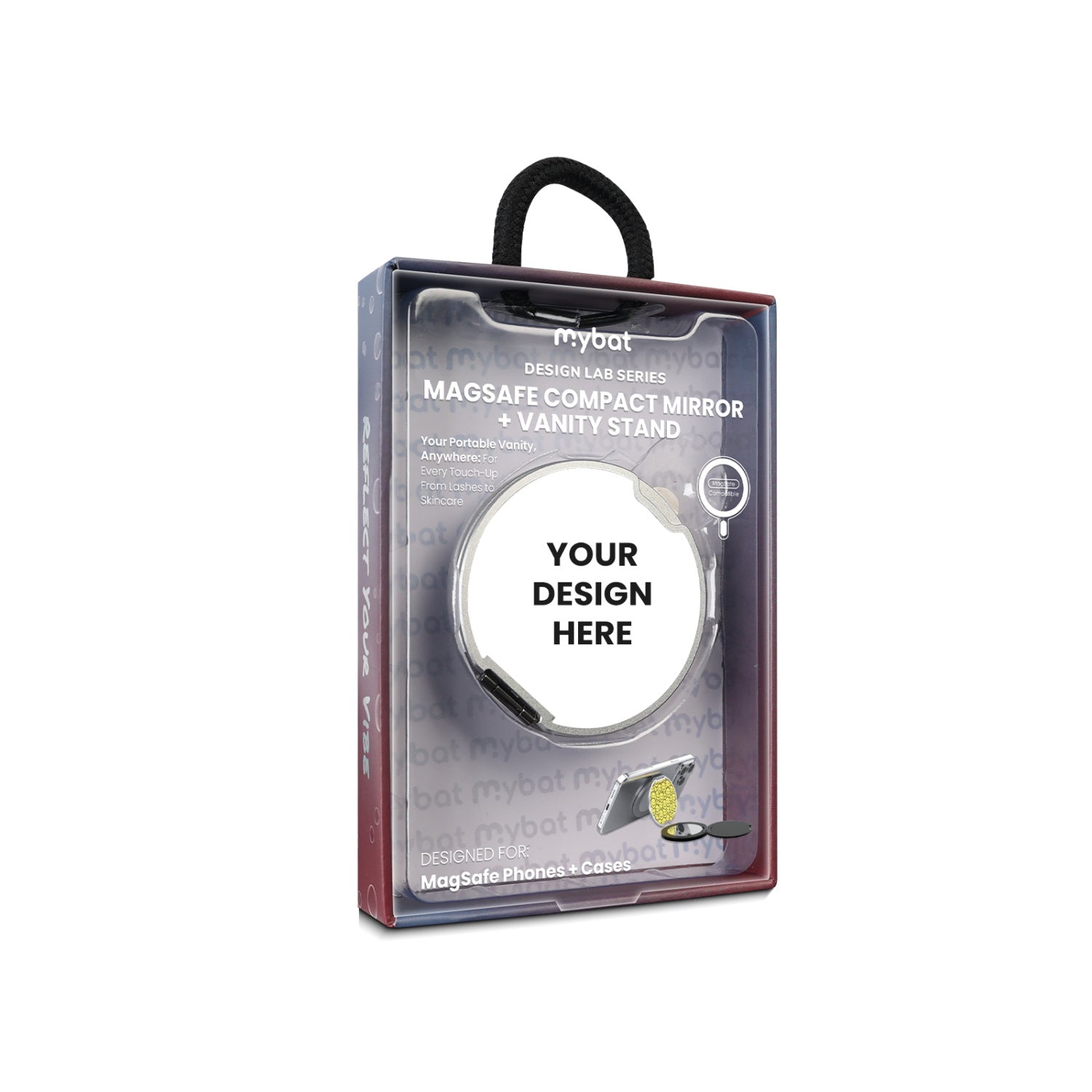 MyBat Design Lab MagSafe Selfie Mirror Kickstand - Silver - Custom Prints Only (No Blanks)