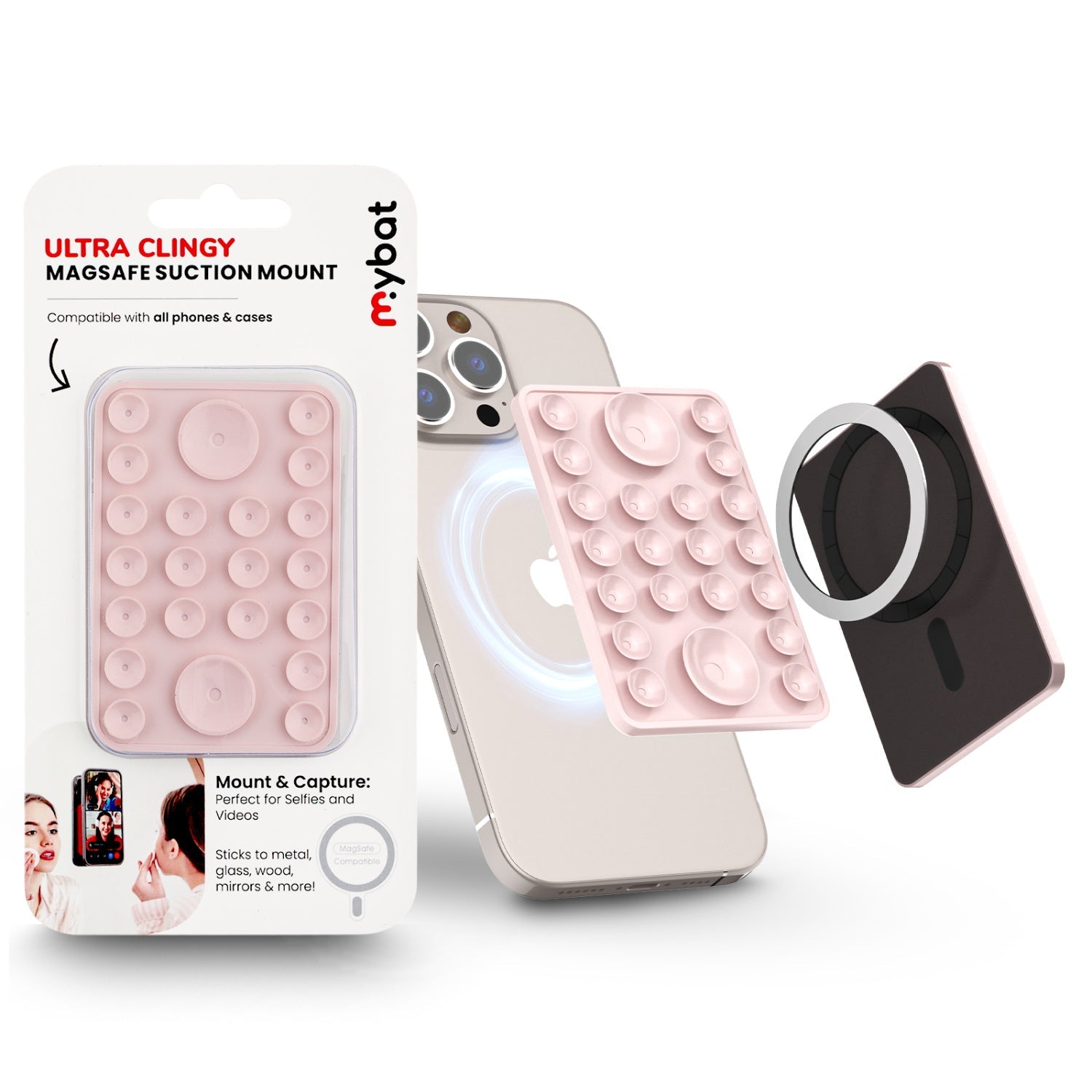 MyBat Ultra Clingy MagSafe Suction Phone Mount - Pink