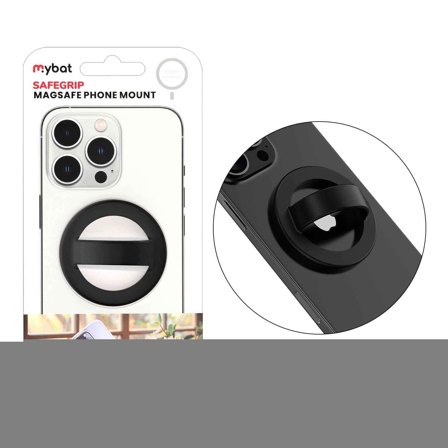 MyBat SafeGrip MagSafe Phone Grip - Black
