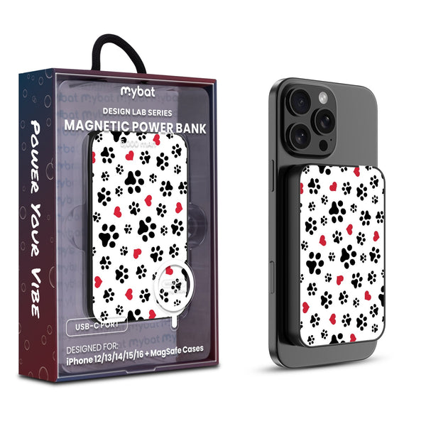 MyBat Design Lab 5000mAh Magnetic Wireless Power Bank - Black - Paw Prints and Hearts - MPBBAT131-BK-001-1.jpg