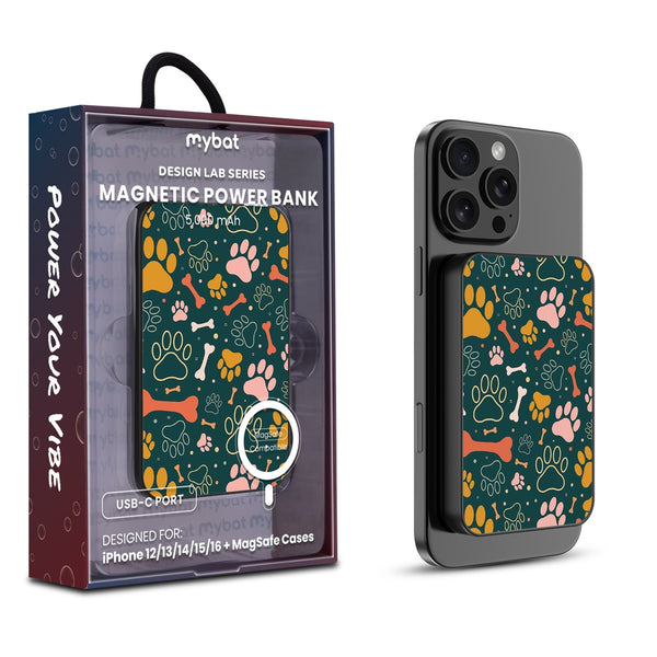MyBat Design Lab 5000mAh Magnetic Wireless Power Bank - Black - Paw Prints & Bones - MPBBAT131-BK-003-1.jpg