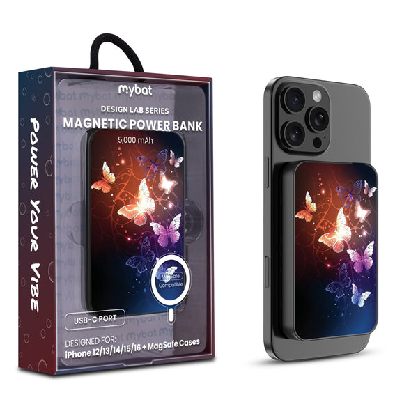 MyBat Design Lab 5000mAh Magnetic Wireless Power Bank - Black - Neon Butterflies - MPBBAT131-BK-022-1.jpg