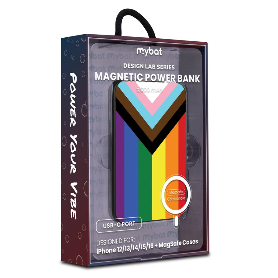 MyBat Design Lab 5000mAh Magnetic Wireless Power Bank - Black - LGBTQ+ Flag