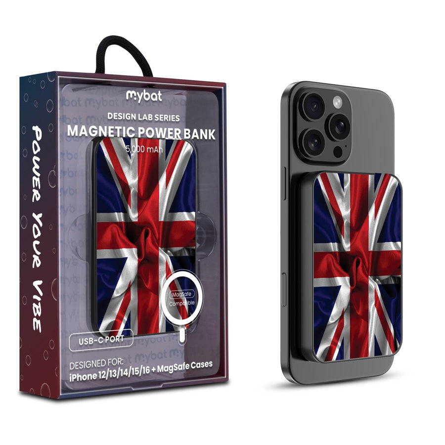 MyBat Design Lab 5000mAh Magnetic Wireless Power Bank - Black - British Flag
