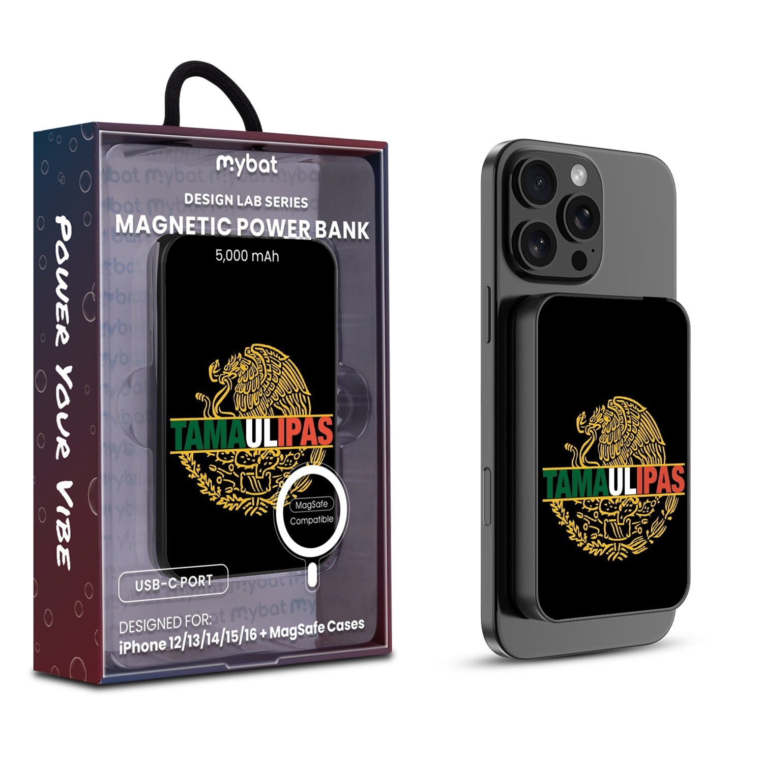 MyBat Design Lab 5000mAh Magnetic Wireless Power Bank - Black - Tamaulipas