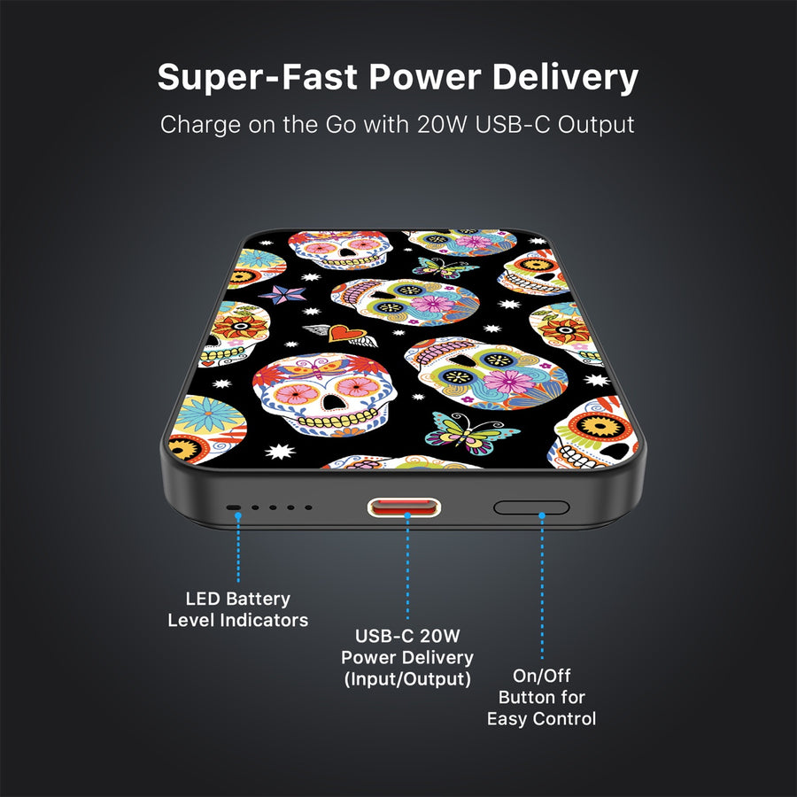 MyBat Design Lab 5000mAh Magnetic Wireless Power Bank - Black - Day of the Dead - MPBBAT131-BK-056-7.jpg