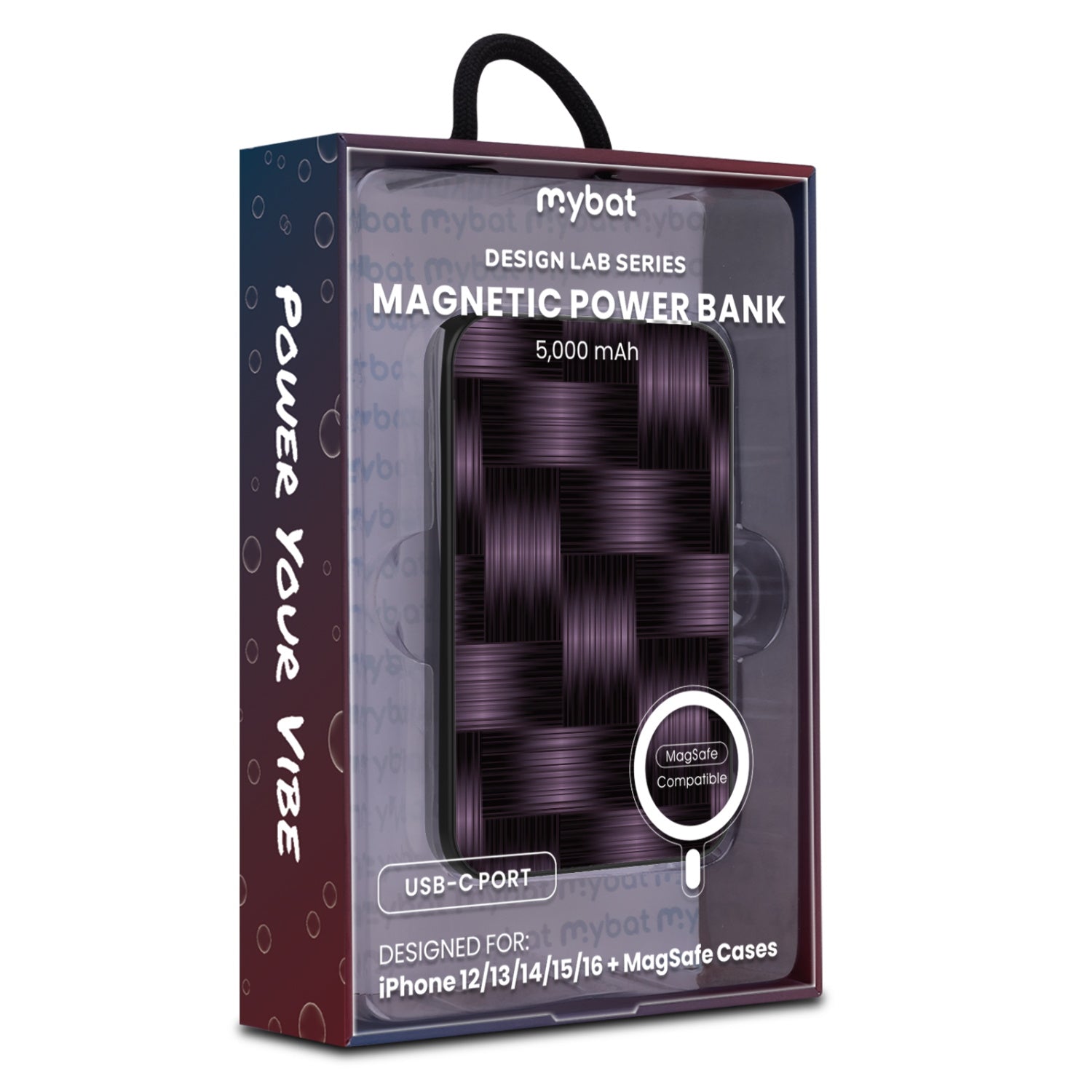 MyBat Design Lab 5000mAh Magnetic Wireless Power Bank - Black - Woven Carbon Fiber