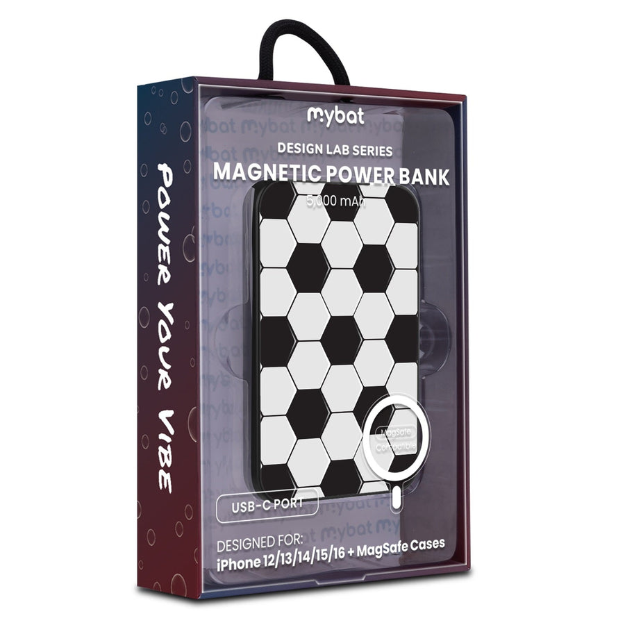 MyBat Design Lab 5000mAh Magnetic Wireless Power Bank - Black - Soccer