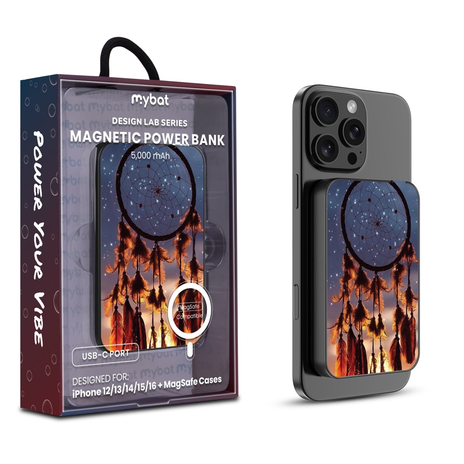MyBat Design Lab 5000mAh Magnetic Wireless Power Bank - Black - Dreamcatcher - MPBBAT131-BK-111-1.jpg
