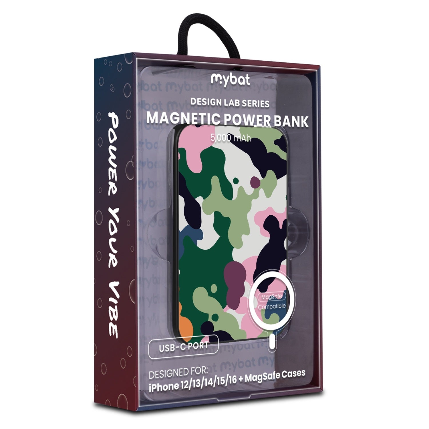 MyBat Design Lab 5000mAh Magnetic Wireless Power Bank - Black - Multicolor Camouflage