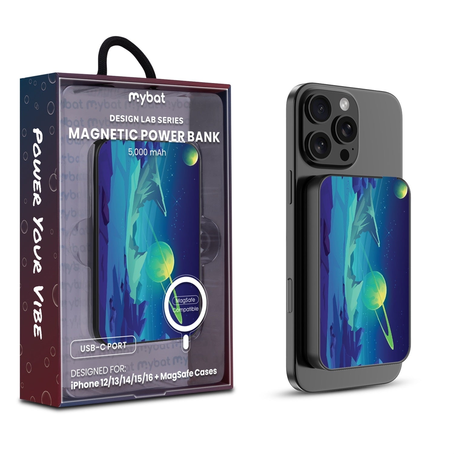 MyBat Design Lab 5000mAh Magnetic Wireless Power Bank - Black - Out Of This World