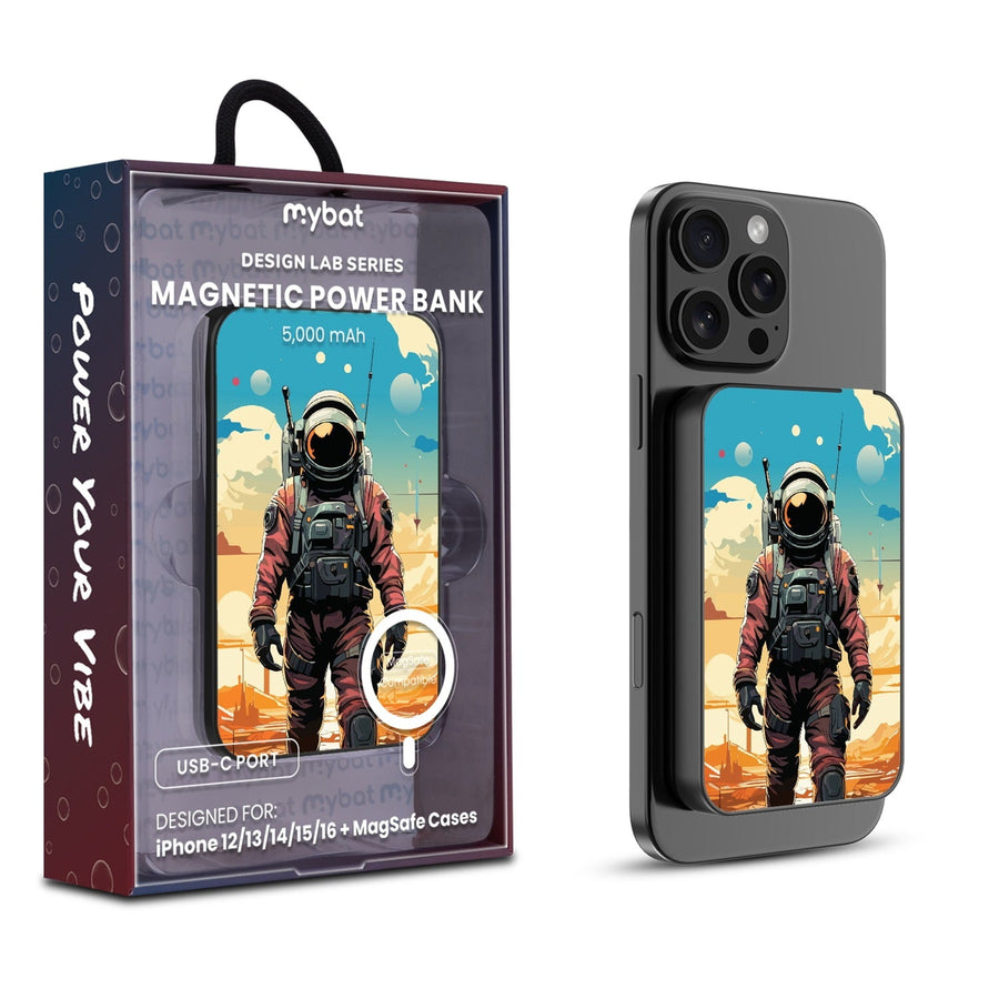 MyBat Design Lab 5000mAh Magnetic Wireless Power Bank - Black - Cosmonaut