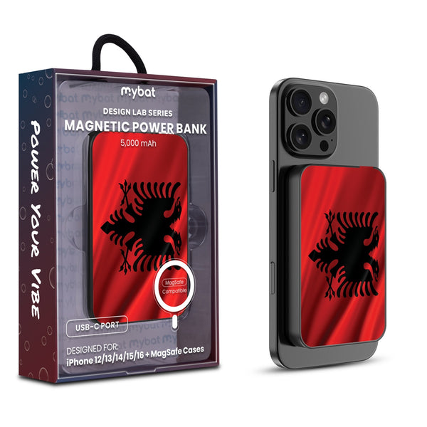 MyBat Design Lab 5000mAh Magnetic Wireless Power Bank - Black - Albania Flag - MPBBAT131-BK-140-1.jpg