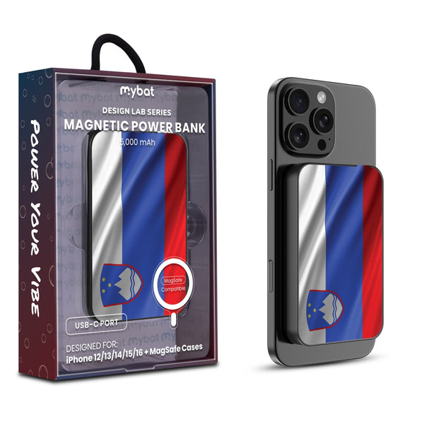 MyBat Design Lab 5000mAh Magnetic Wireless Power Bank - Black - Slovenia Flag - MPBBAT131-BK-158-1.jpg