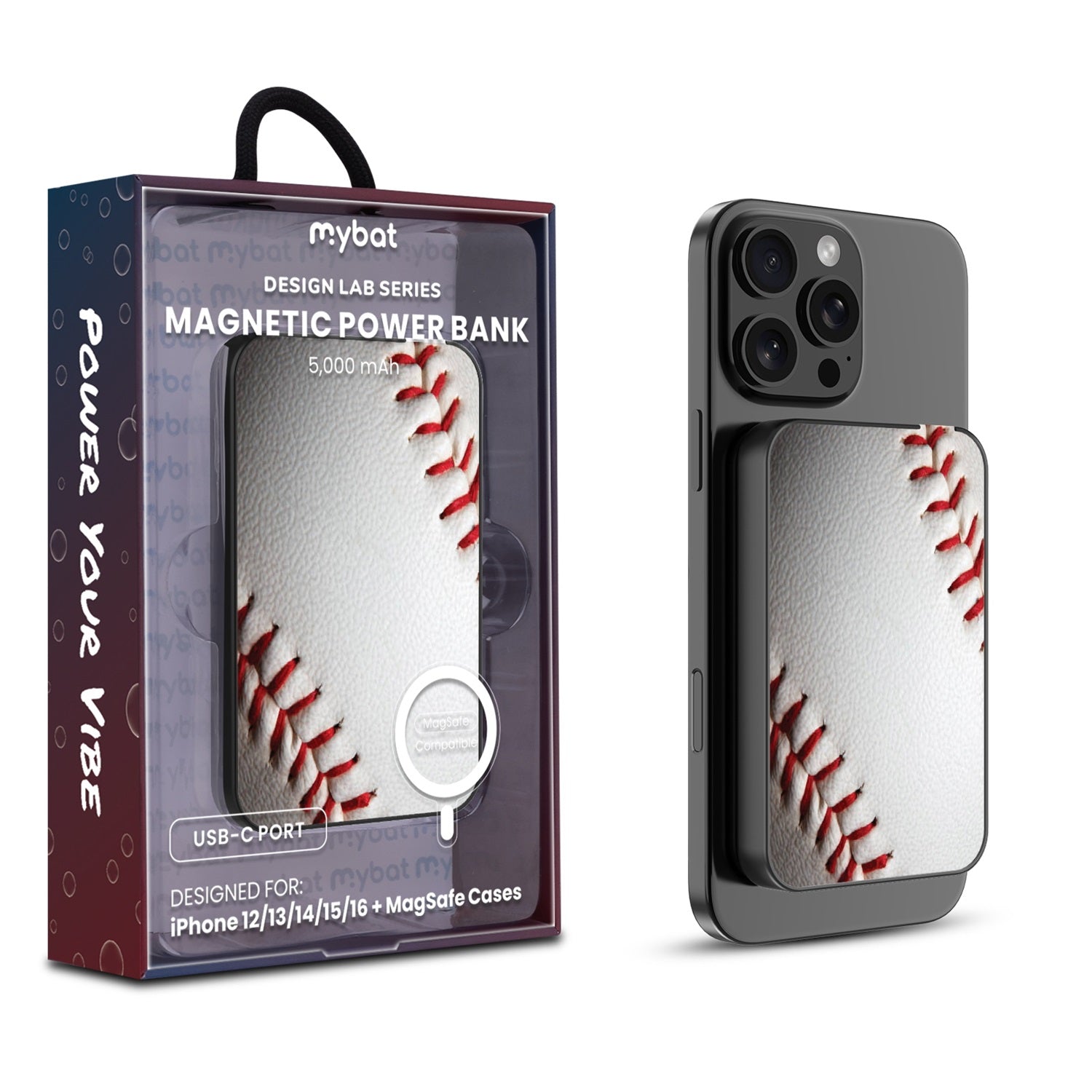 MyBat Design Lab 5000mAh Magnetic Wireless Power Bank - Black - Baseball - MPBBAT131-BK-171-1.jpg