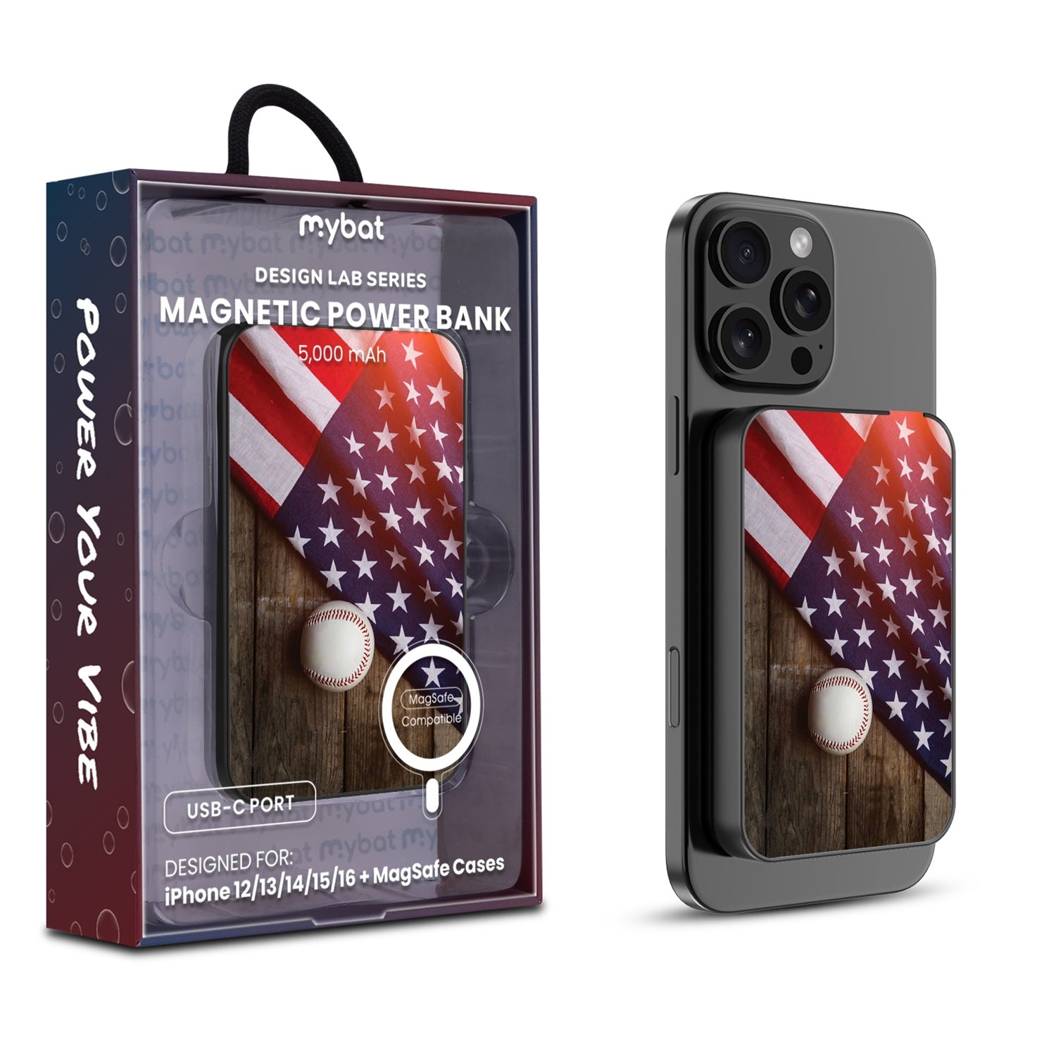 MyBat Design Lab 5000mAh Magnetic Wireless Power Bank - Black - Patriotic Pitch - MPBBAT131-BK-172-1.jpg