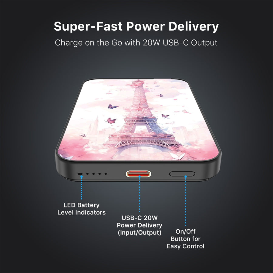 MyBat Design Lab 5000mAh Magnetic Wireless Power Bank - Black - Parisian Butterflies - MPBBAT131-BK-182-7.jpg