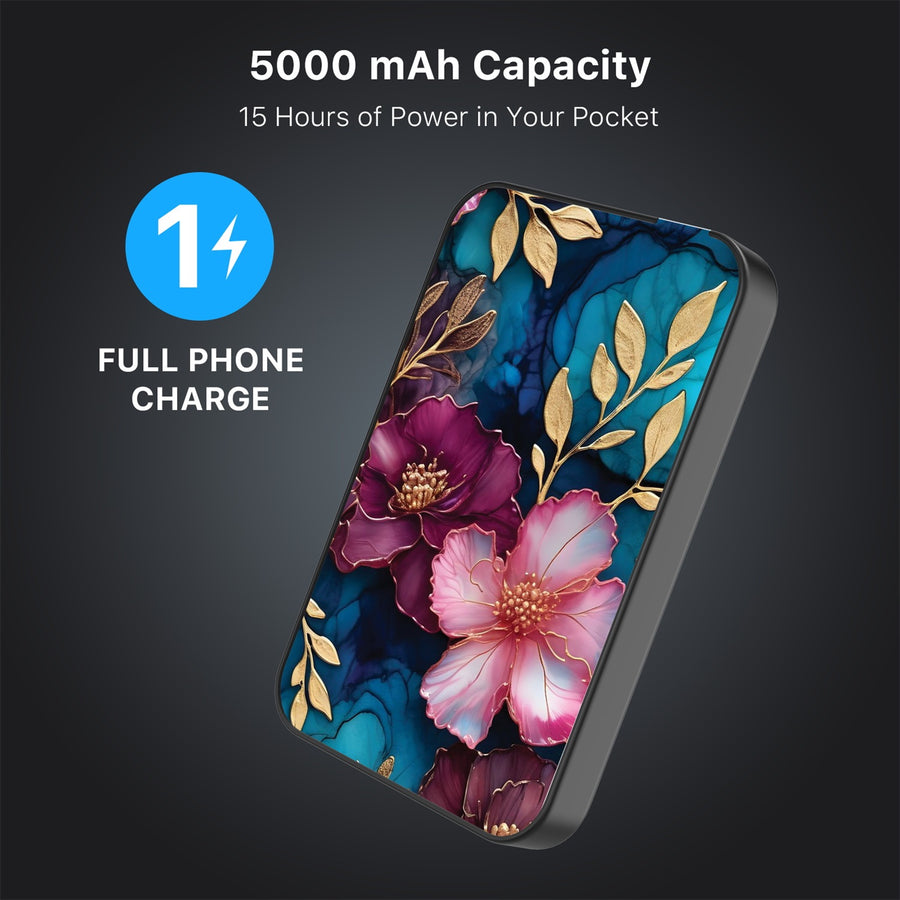 MyBat Design Lab 5000mAh Magnetic Wireless Power Bank - Black - Gilded Petals - MPBBAT131-BK-188-8.jpg
