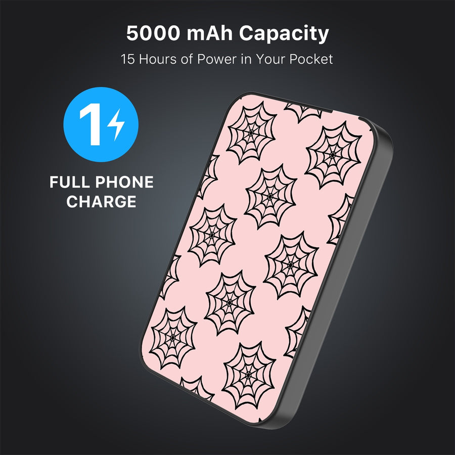 MyBat Design Lab 5000mAh Magnetic Wireless Power Bank - Black - Pink Spider Web - MPBBAT131-BK-227-8.jpg