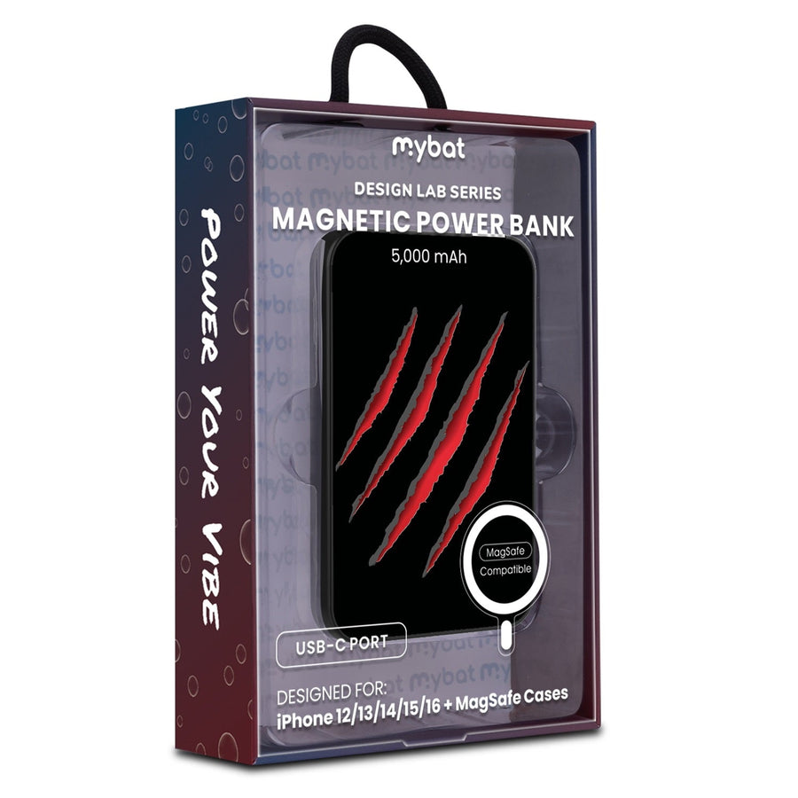 MyBat Design Lab 5000mAh Magnetic Wireless Power Bank - Black - Claw Marks