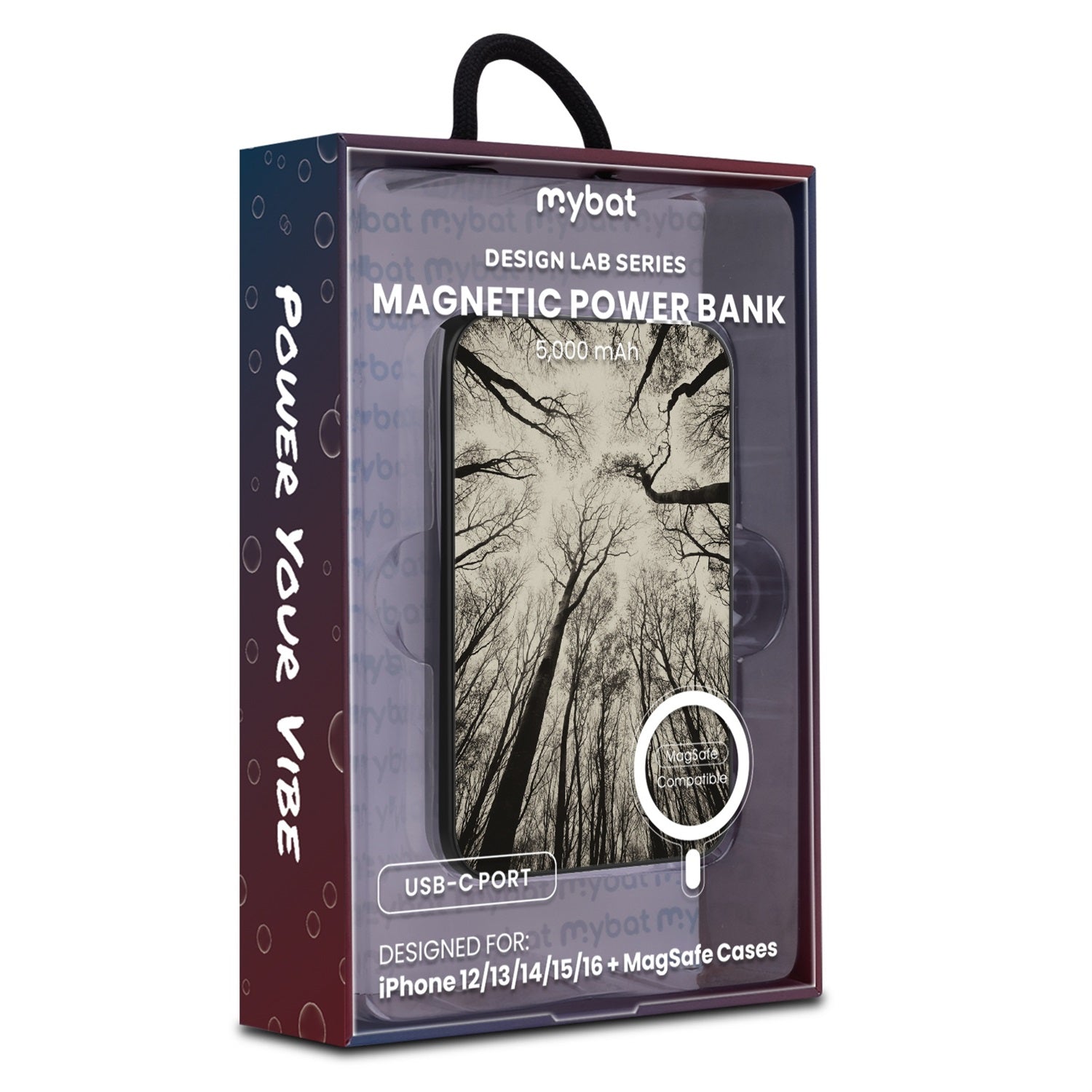 MyBat Design Lab 5000mAh Magnetic Wireless Power Bank - Black - Spooky Forest