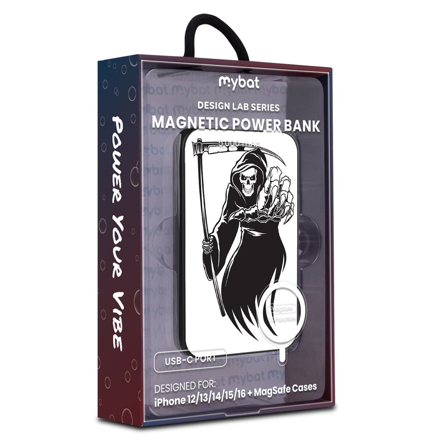 MyBat Design Lab 5000mAh Magnetic Wireless Power Bank - Black - Grim Reaper
